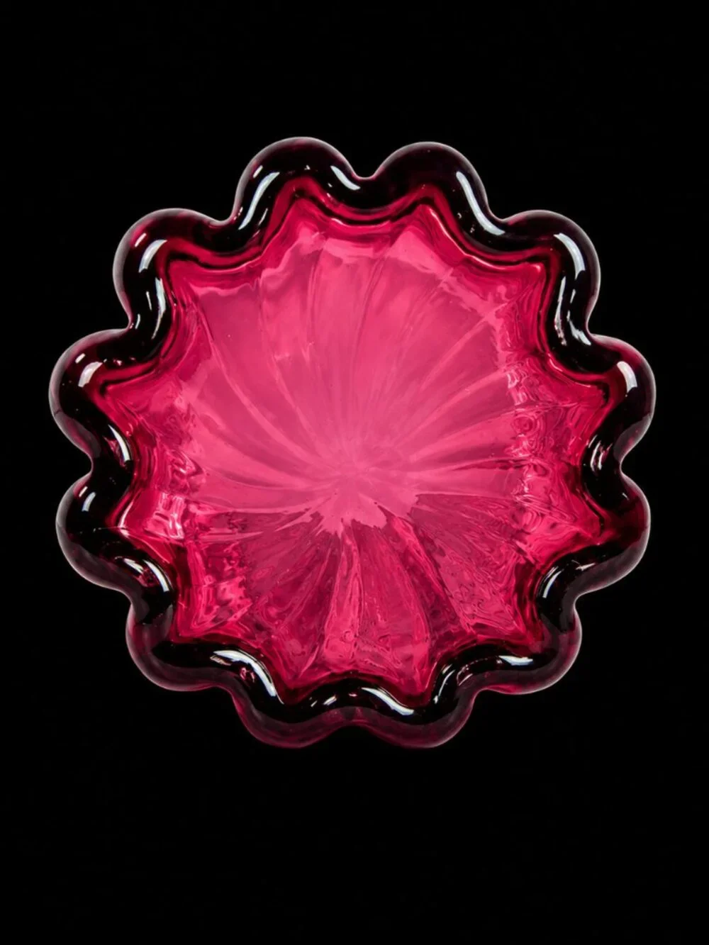Vintage Pilgrim Glass Cranberry Ionic Optic Vase #1726 Hand Blown